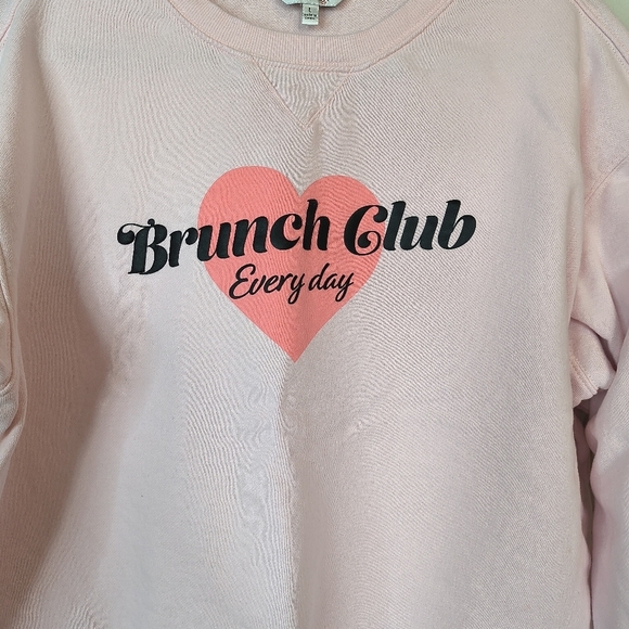 Wildfox Brunch Club Every Day Graphic Sweatshirt in Pale Pink Size Large - Picture 3 of 11